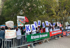 Азербайджанцы проводят акцию перед зданием ООН