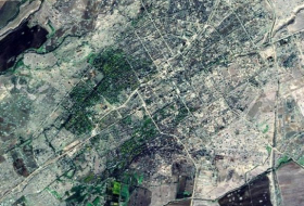 Снимок освобожденного города Агдам со спутника Azersky
