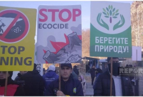 На дороге Ханкенди-Лачын продолжается акция, участники призывают к защите экологии