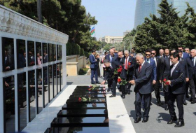 Йылдырым посетил Аллею шехидов в Баку (ФОТО)