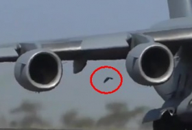 На авиашоу в двигатель Boeing C-17 попала птица (ВИДЕО)